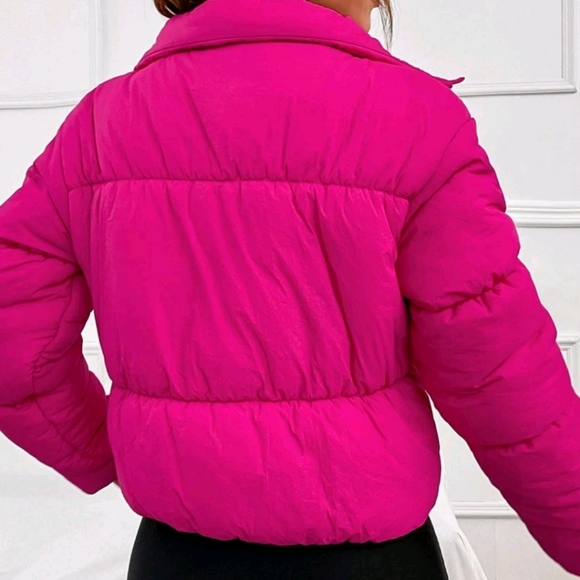 Women Solid Color Front Button Long Sleeve Faux Pocket Casual Jacket - Picture 3 of 4